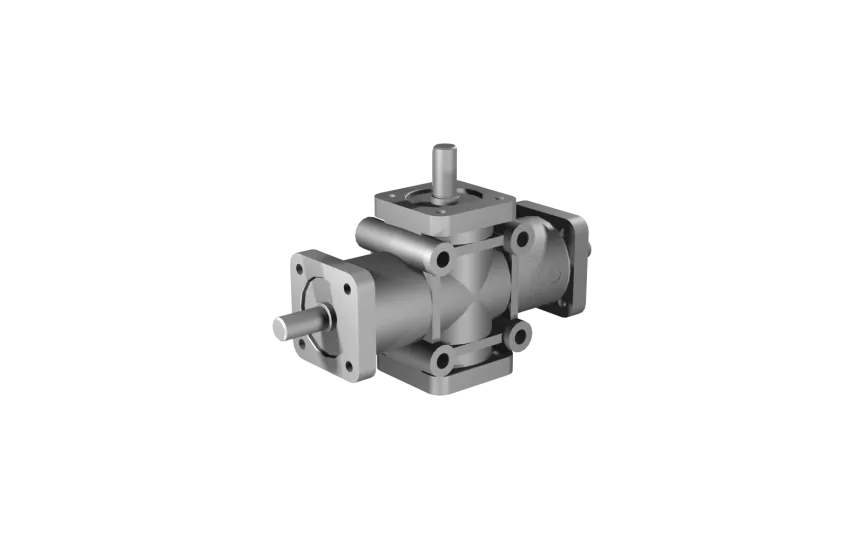 Poggi vinkelgear 2007, R1:2, D1, Ø14h7, 3-vejs, Aluminium